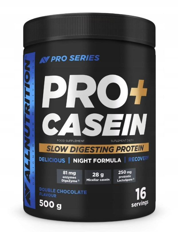 Allnutrition Pro+ kaseiin, topeltšokolaad – 500 g