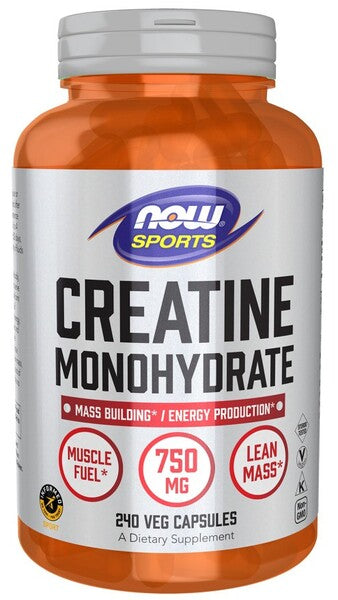 NOW Foods kreatiinmonohüdraat, 750 mg – 240 kapslit
