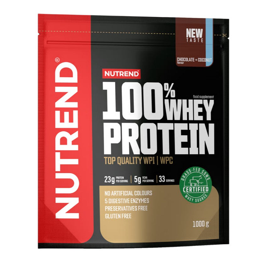 Nutrend 100% vadakuvalgu pulber, šokolaadi ja kookose maitseline – 1000 g