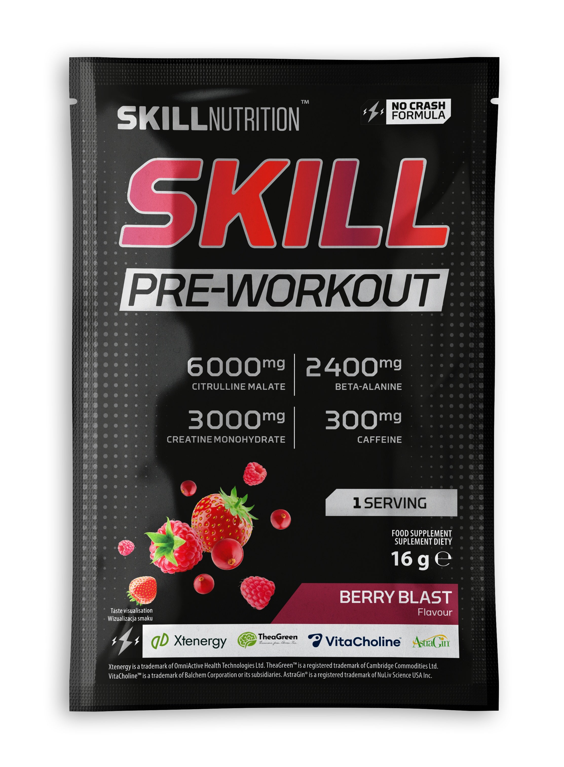 Skill Nutrition Skill eelne trenningu, marjamaitseline korditugevdaja – 16 g (1 portsjon)
