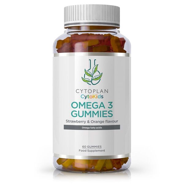 Cytoplan Kid's Omega 3 närimiskommid, maasika- ja apelsinimaitselised – 60 närimiskommi