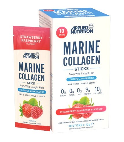 Applied Nutrition Marine kollageenipulgad, maasika- ja vaarikamaitselised – 10 x 12 g