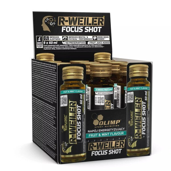 Olimp Nutrition R - Weiler Focus Shot, puuvilja- ja mündimaitsega – 9 x 60 ml.