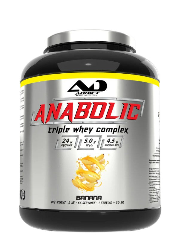 Addict Sport Nutrition anaboolne kolmekordne vadakukompleks, banaan – 2000 g
