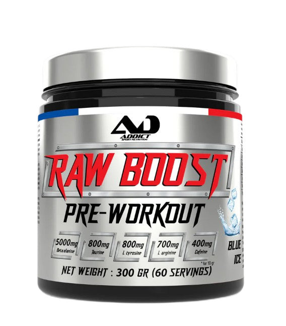 Addict Sport Nutrition Raw Boost enne treeningut, Blue Ice – 300 g