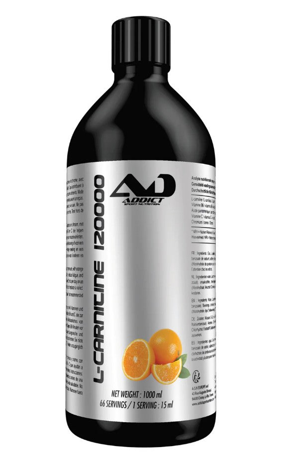 Addict Sport Nutrition L-karnitiin 120000, troopiline apelsinimaitseline – 1000 ml.
