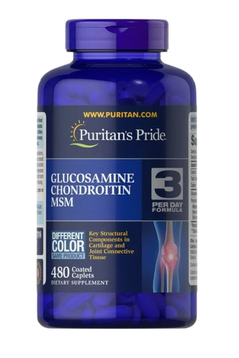 Puritan's Pride Glucosamine Chondroitin MSM – 480 kaetud kapslit