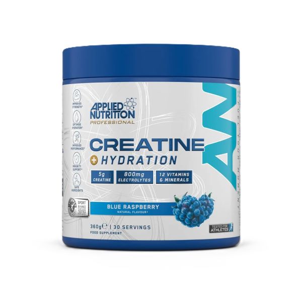 Applied Nutrition kreatiin + niisutus, mustika-vaarikamaitseline – 360 g