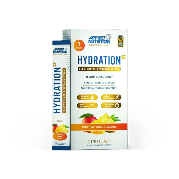 Applied Nutrition hüdratatsiooni + elektrolüütide ja vitamiinide pulgakesed, Tropical Vibes – 7 x 8 g