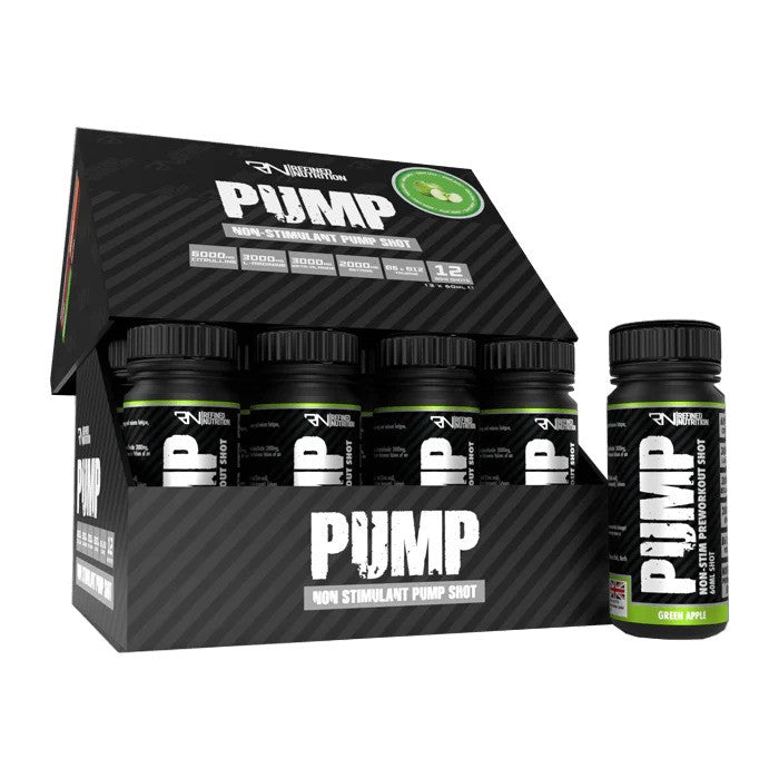 Refined Nutrition Pump stimuleerivaba shot, roheline õun – 12 x 60 ml.