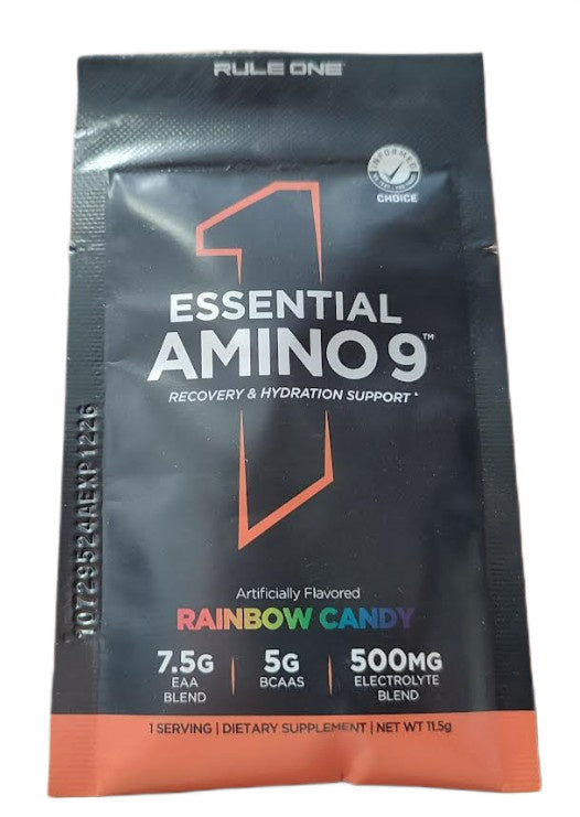 Rule One Essential Amino 9, vikerkaarekommide maitsega – 11,5 g (1 portsjon)