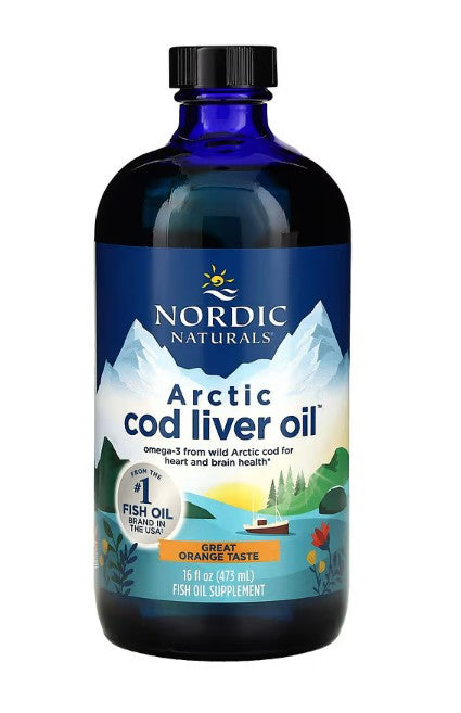 Nordic Naturals arktilise tursa maksaõli, 1060 mg apelsinimaitsega – 473 ml.