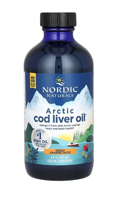 Nordic Naturalsi arktiliste tursamaksaõli, 1060 mg apelsinimaitseline – 237 ml.