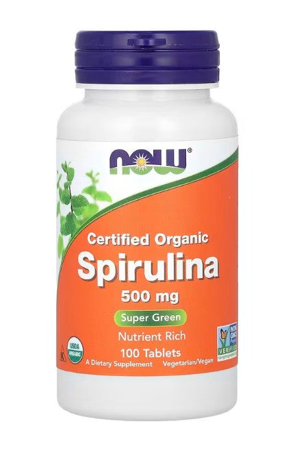 NOW Foods spirulina, 500 mg – 100 tabletti