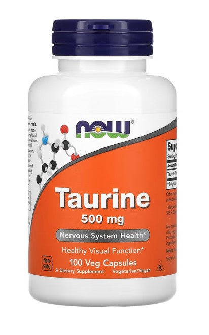 NOW Foods tauriin, 500 mg – 100 kapslit
