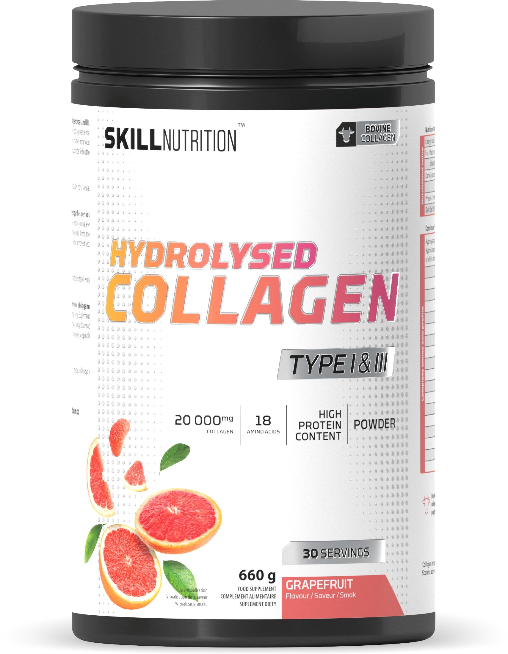 Skill Nutrition hüdrolüüsitud I ja III tüüpi kollageen, greibimaitseline – 660 g