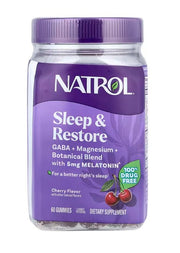 Natrol Sleep & Restore melatoniiniga, kirsi maitsega – 60 kummikommi
