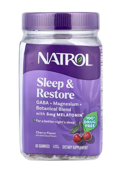 Natrol Sleep & Restore melatoniiniga, kirsi maitsega – 60 kummikommi