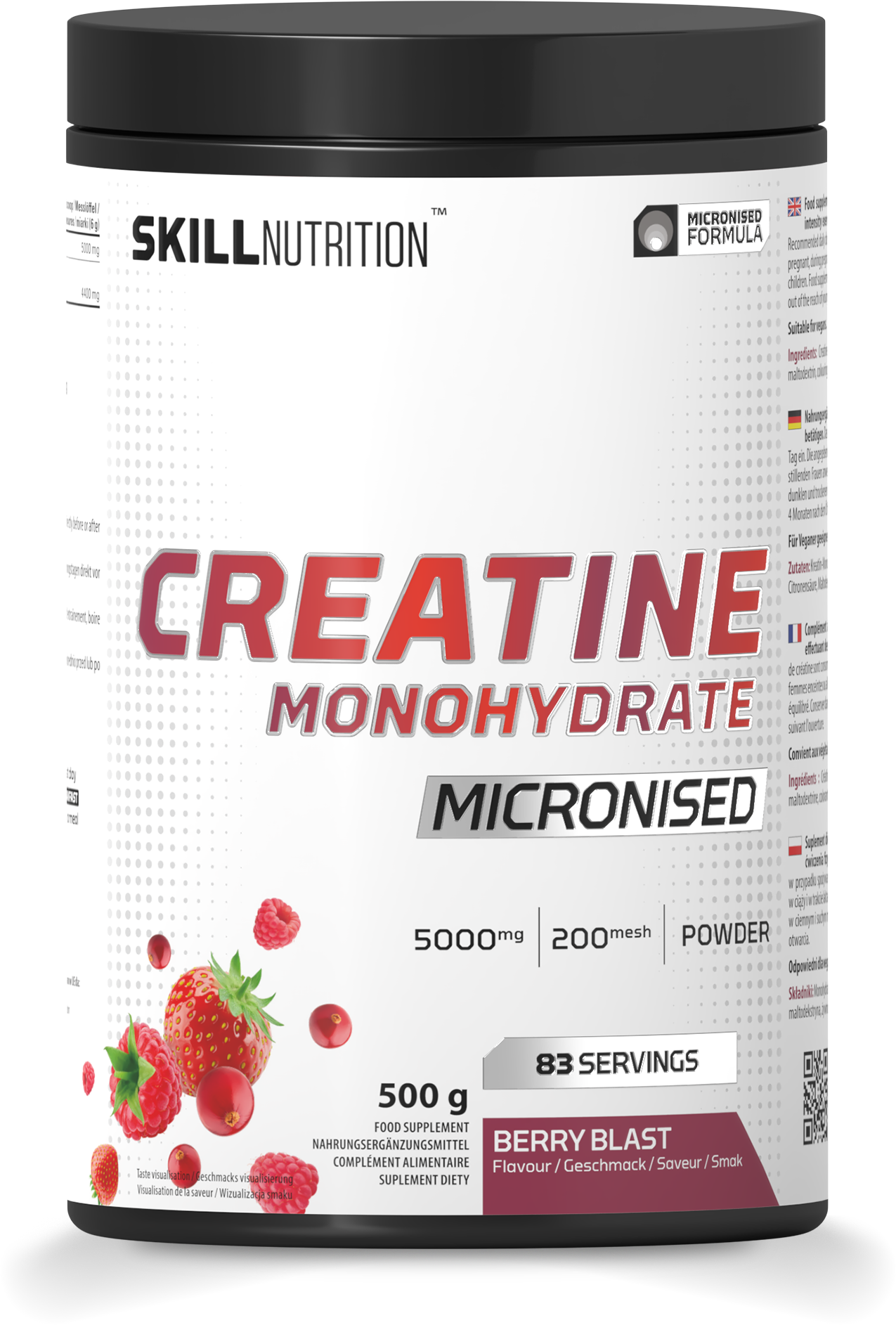 Skill Nutrition mikroniseeritud kreatiinmonohüdraat marjamaitseline – 500 g