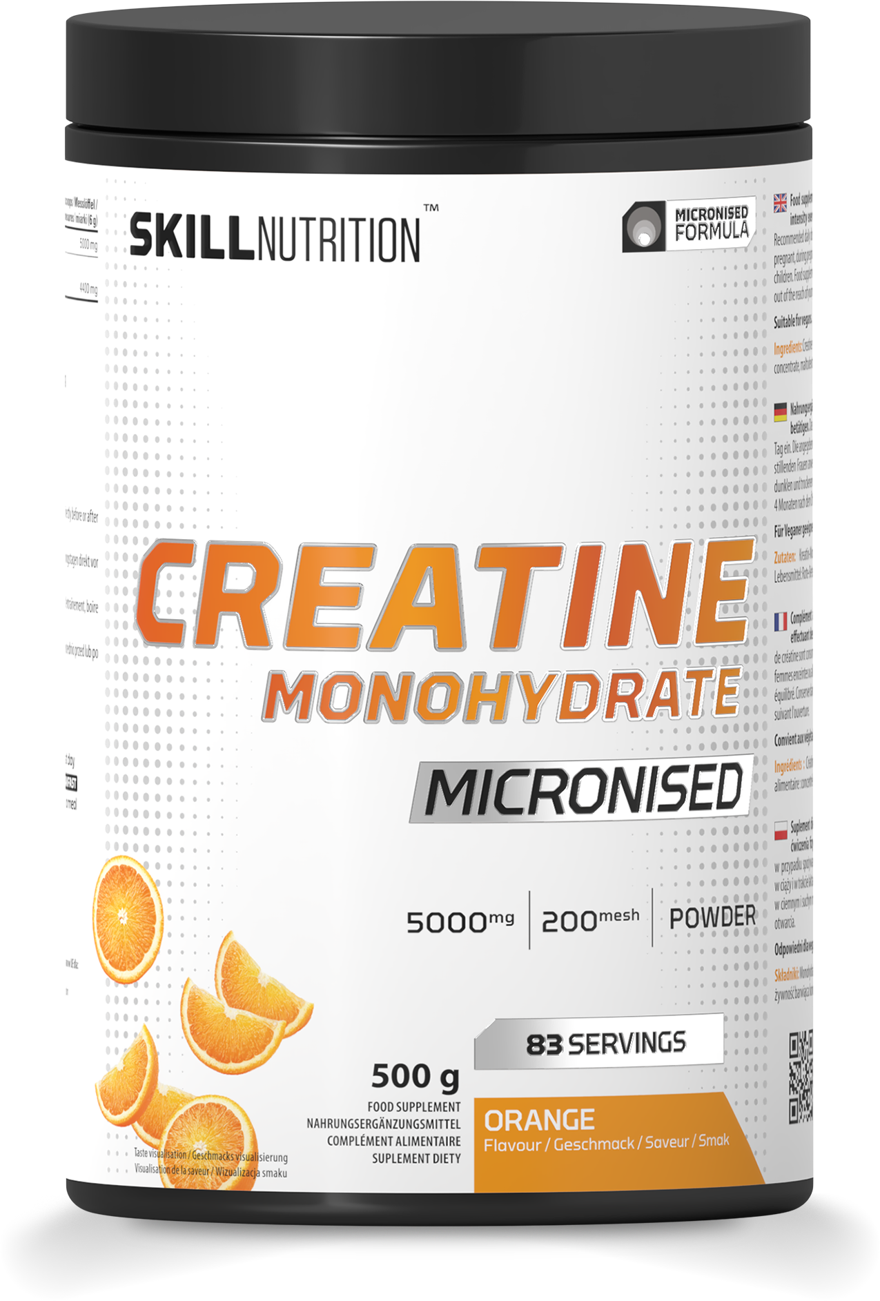 Skill Nutrition mikroniseeritud kreatiinmonohüdraat apelsinimaitsega – 500 g