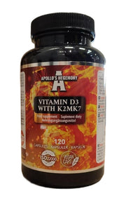 Apollo's Hegemony Vitamiin D3 koos K2 MK7-ga – 120 kapslit