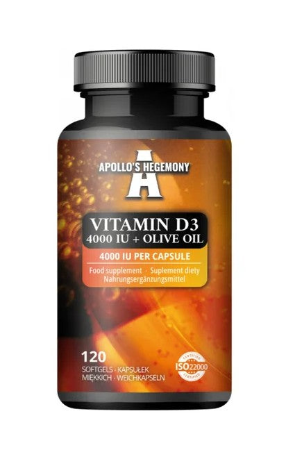 Apollo's Hegemony D3-vitamiin 4000 RÜ + oliiviõli – 120 kapslit
