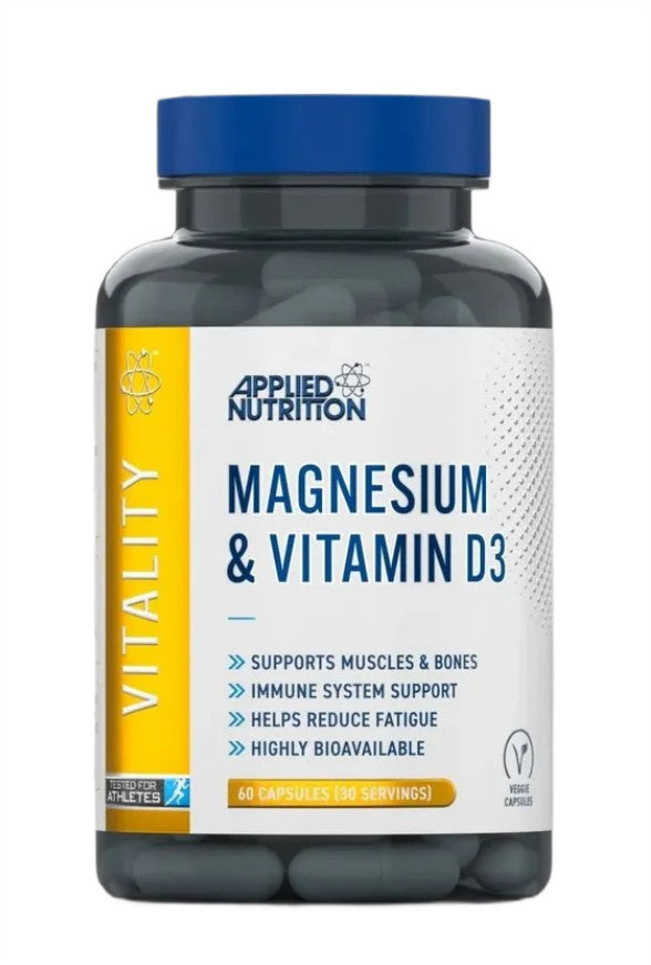 Applied Nutrition magneesium ja D3-vitamiin – 60 kapslit
