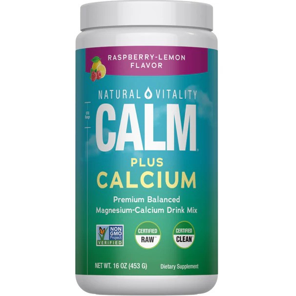 Natural Vitality Loomulik elujõud, loomulik rahustamine ja kaltsium, vaarika- ja sidrunimaitseline – 453 g