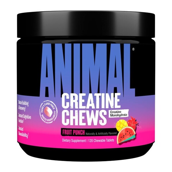 Animal Animal kreatiini närimistabletid, puuviljapunts – 120 närimistabletti