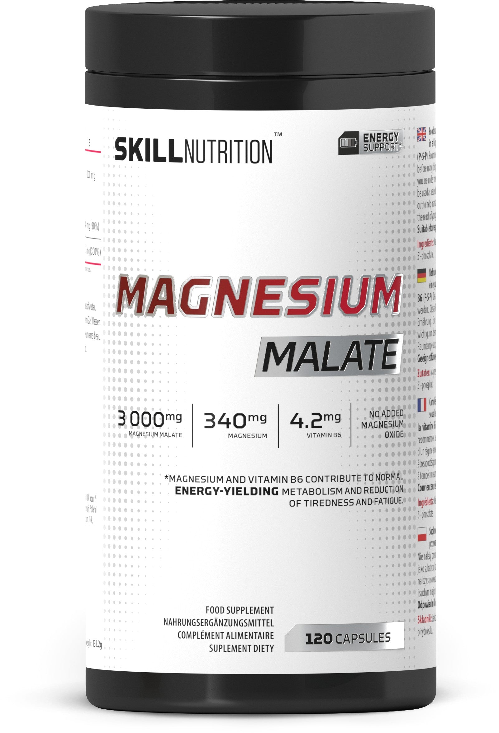 Skill Nutrition magneesiummalaat - 120 kapslit