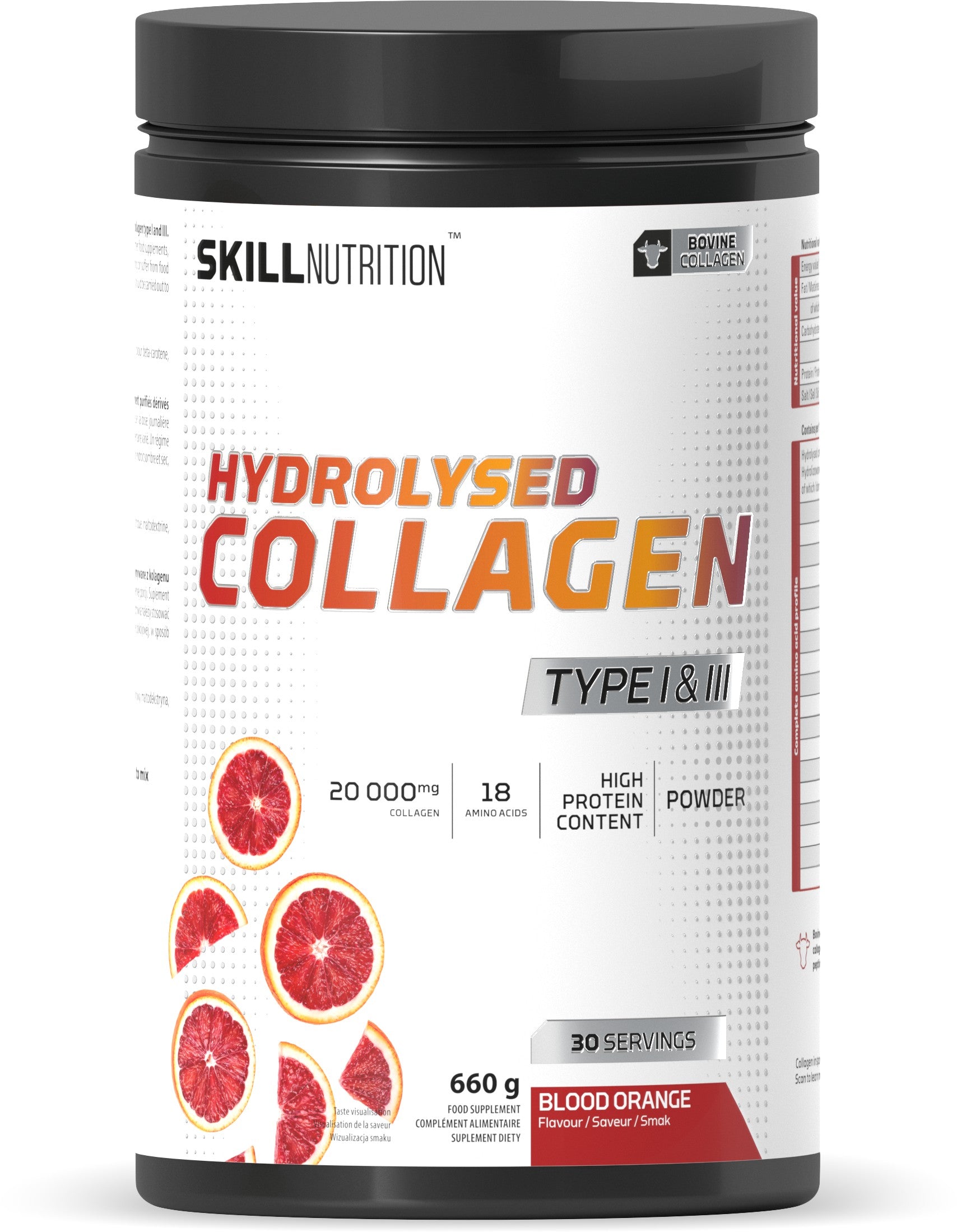 Skill Nutrition hüdrolüüsitud kollageen I ja III tüüp, veriapelsini maitsega – 660 g