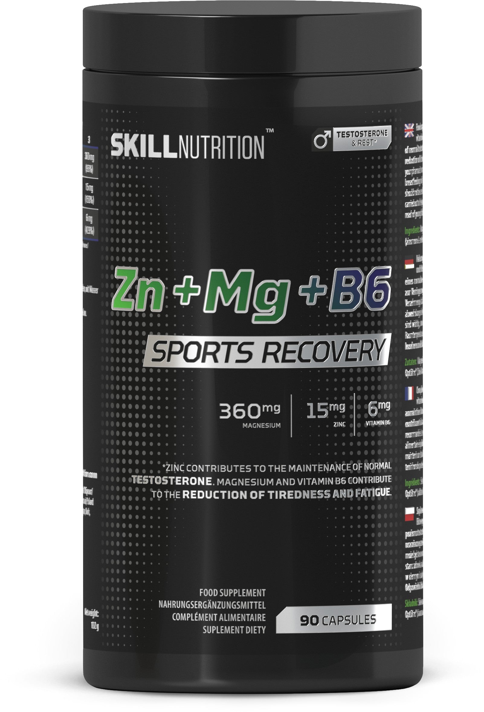 Skill Nutrition Zn + Mg + B6, taastumiseks spordis - 90 kapslit