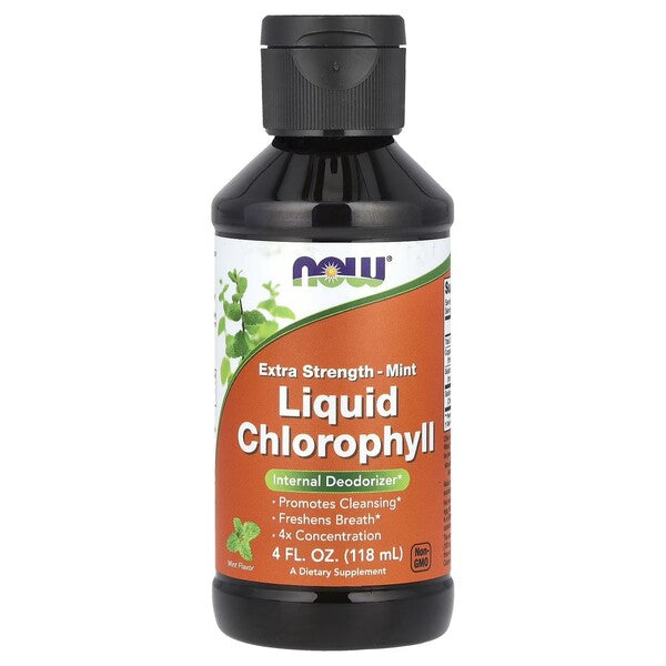 NOW Foods piparmündimaitseline ülitugev vedel klorofüll – 118 ml.