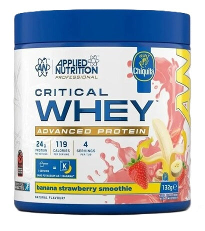 Applied Nutrition Critical Whey banaani ja maasika valgukokteil – 132g (4 portsjonit)