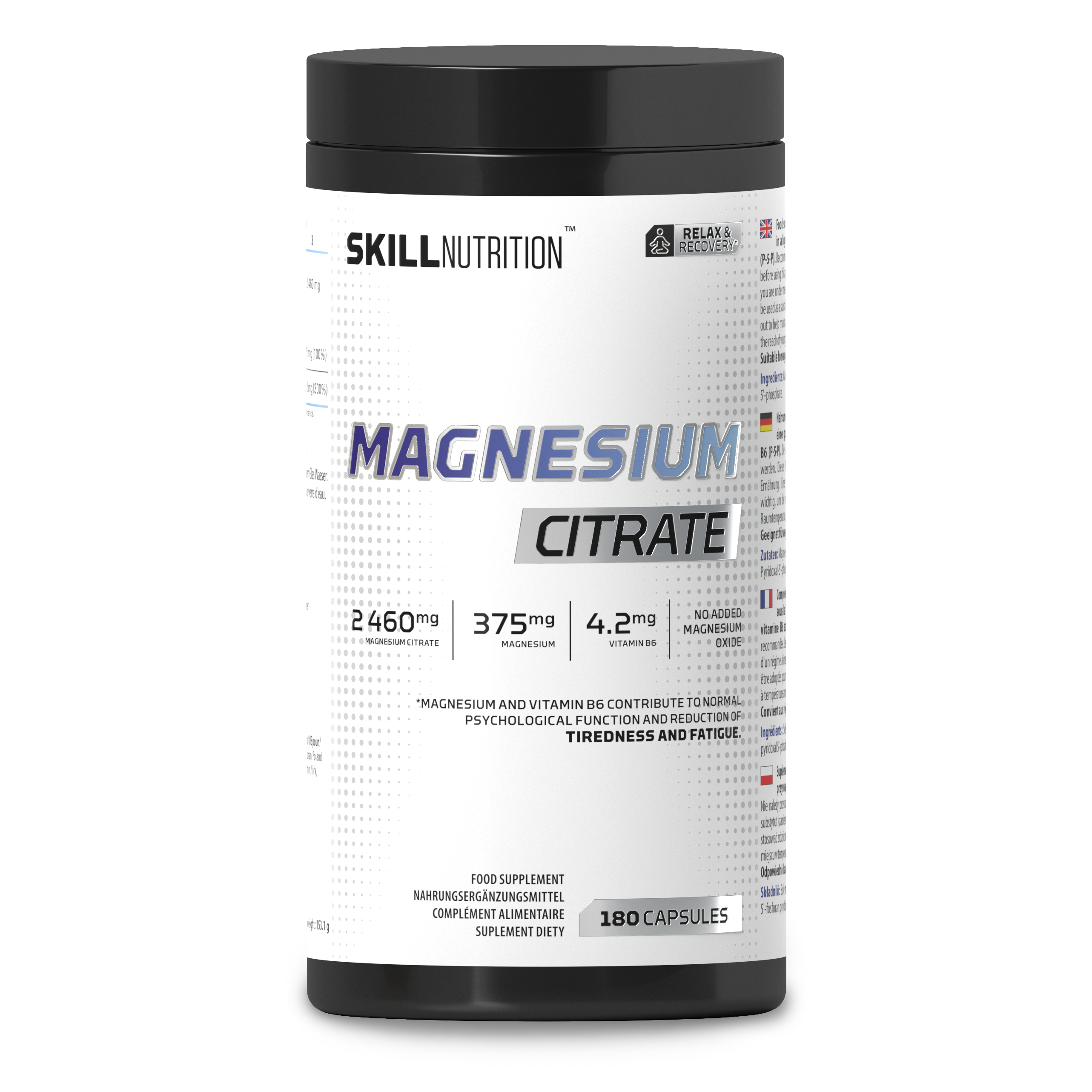Skill Nutrition magneesiumtsitraat – 180 kapslit