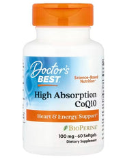 Doctor's Best High Absorption CoQ10 koos BioPerine'iga, 100 mg – 60 kapslit