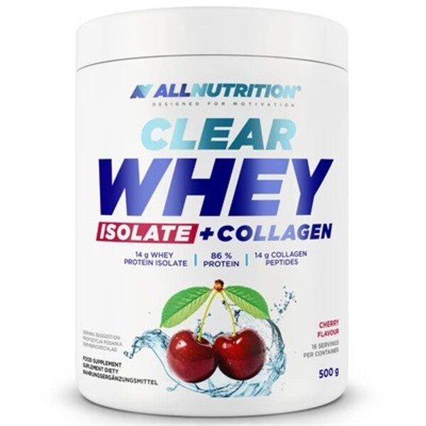 Allnutrition Clear vadakuisolaat + kollageen, kirsimaitseline – 500 g
