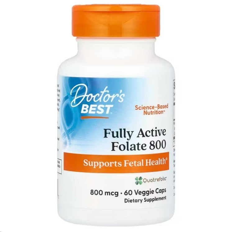 Doctor's Best Full Active folaat 800 koos Quatrefolic'iga, 800 mcg – 60 kapslit