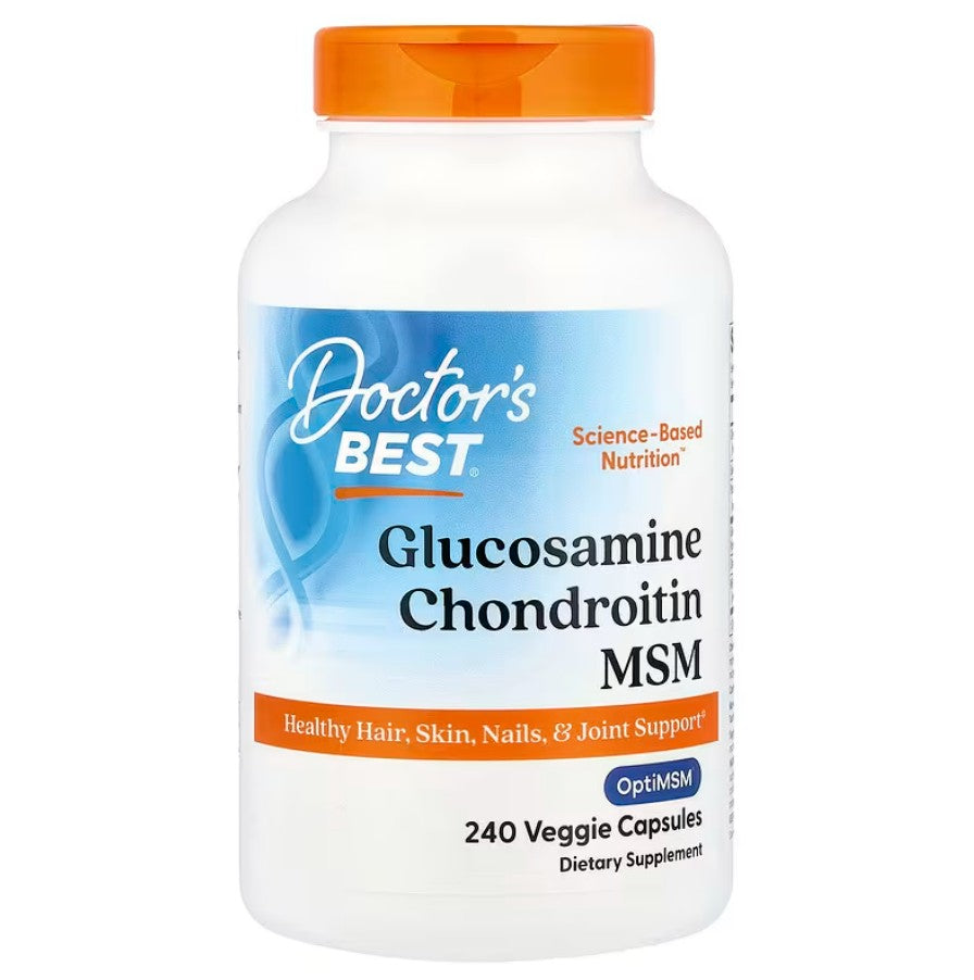 Doctor's Best Glükoosamiin, Kondroitiin, MSM OptiMSM-iga – 240 kapslit