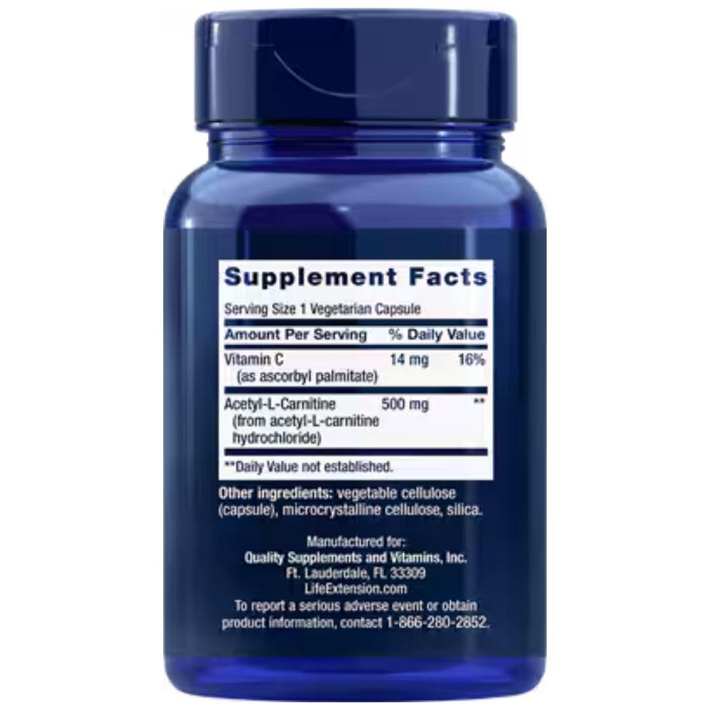 LIFE EXTENSION atsetüül-L-karnitiin 500 mg - 100 kapslit