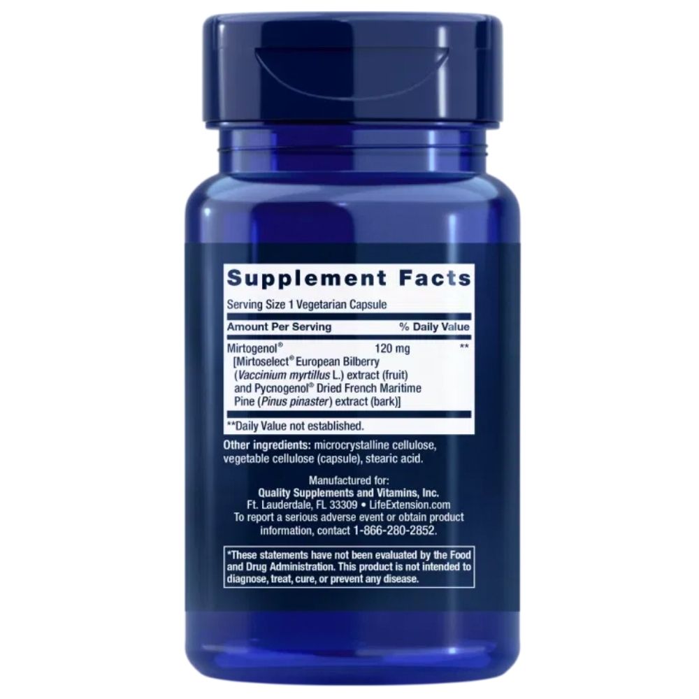 LIFE EXTENSION silma rõhu toetus koos Mirtogenol®-iga – 30 kapslit