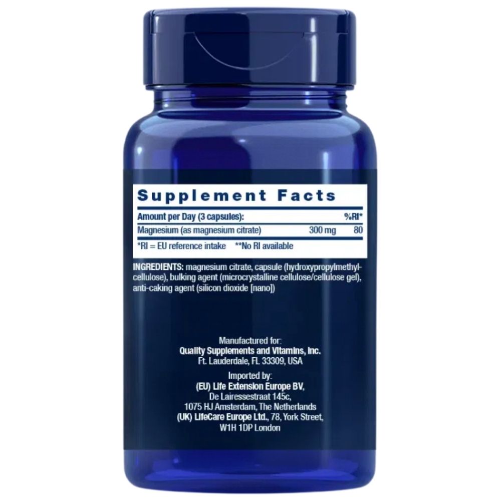 LIFE EXTENSION magneesium (tsitraat) 100 mg – 100 kapslit