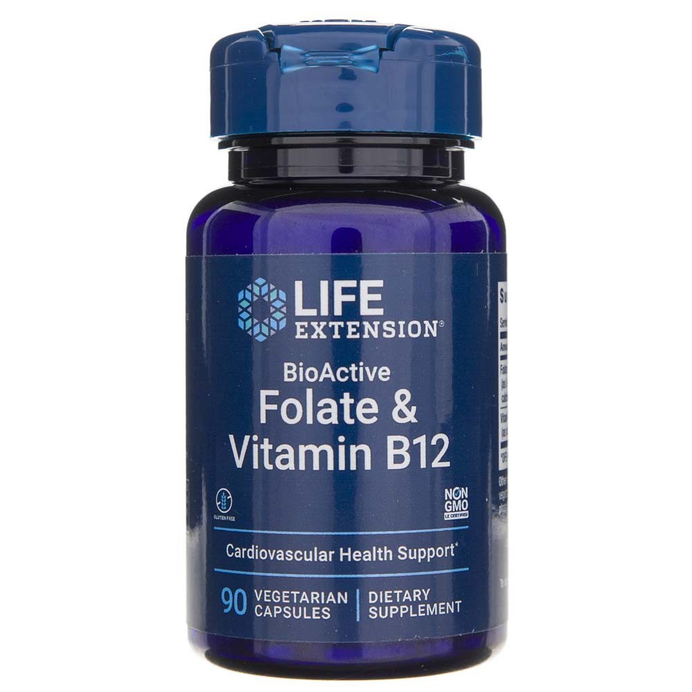 LIFE EXTENSION bioaktiivsed folaadid ja vitamiin B12 – 90 kapslit