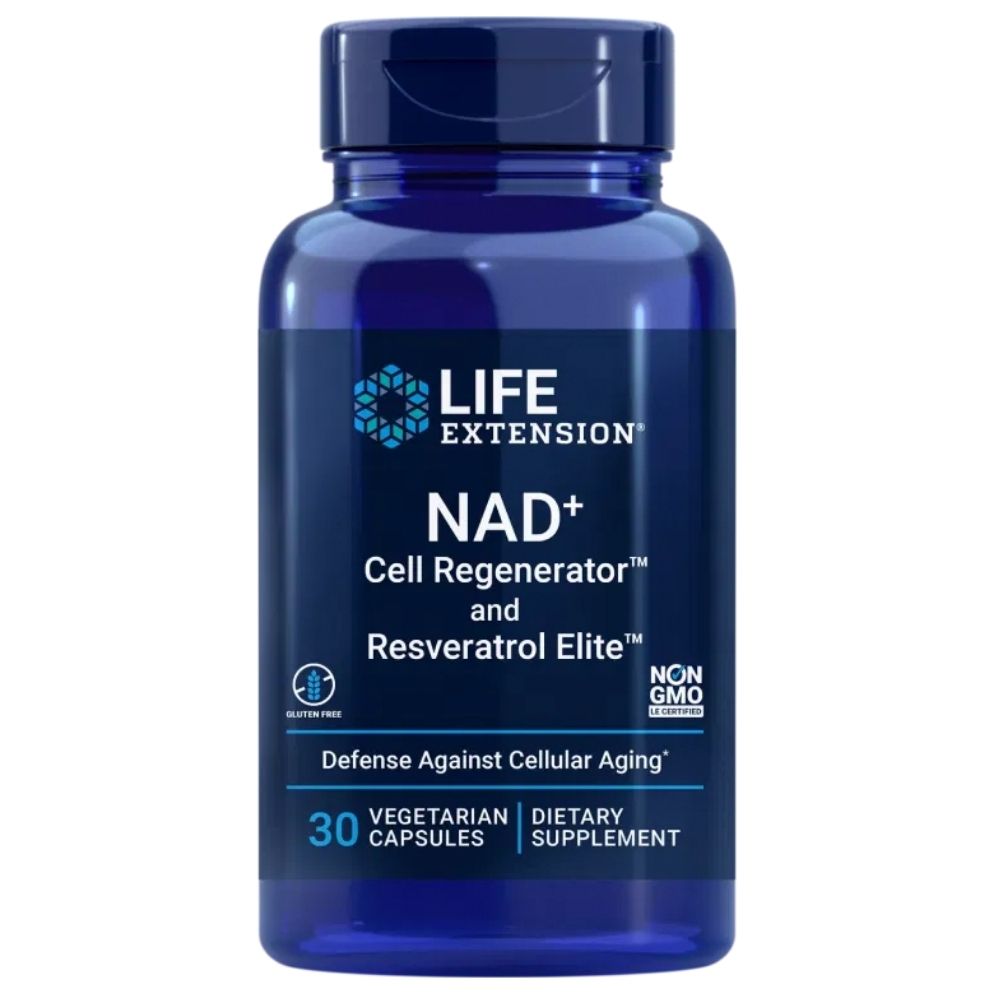 LIFE EXTENSION NAD+ Cell Regenerator™ ja Resveratrool Elite™ 300 mg – 30 kapslit
