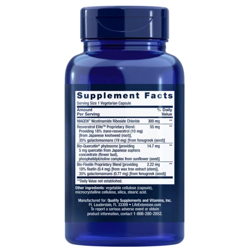 LIFE EXTENSION NAD+ Cell Regenerator™ ja Resveratrool Elite™ 300 mg – 30 kapslit