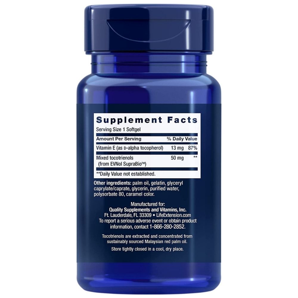 LIFE EXTENSION tokotrienoolid, E-vitamiin - 60 kapslit