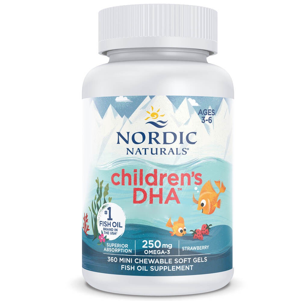 Nordic Naturals laste DHA, oomega-3 250 mg, maasikamaitseline – 360 minikapslit