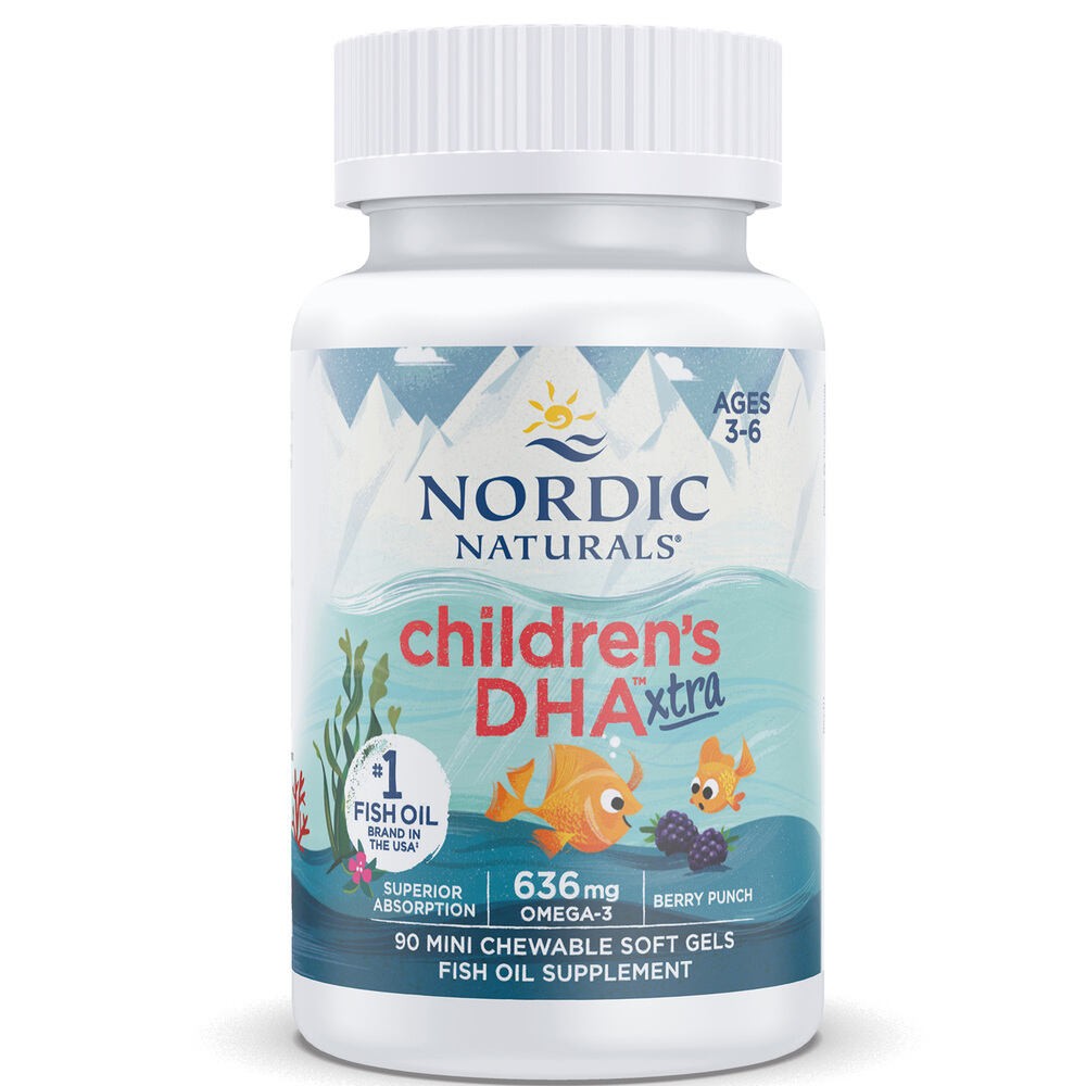 Nordic Naturals laste DHA Xtra 636 mg, marjamaitselised, 90 pehmet kapslit