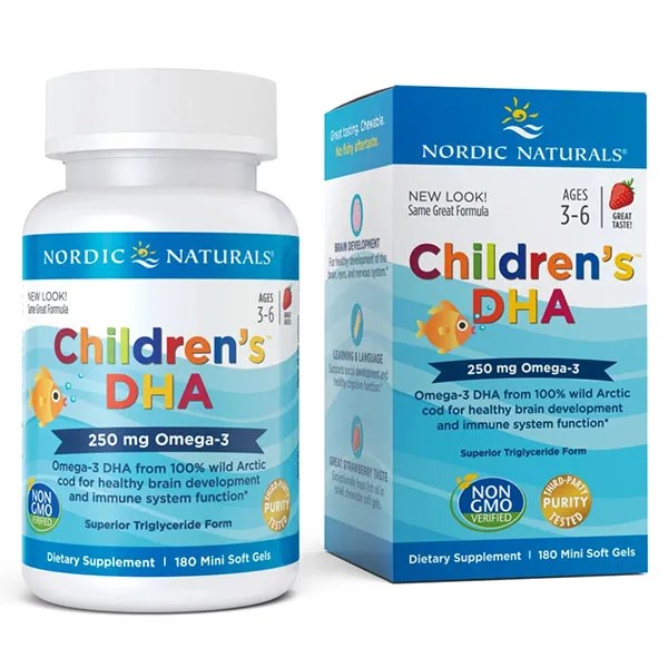 Nordic Naturals lastele mõeldud DHA, 250 mg oomega-3, maasikamaitseline, 180 minigeelkapslit.