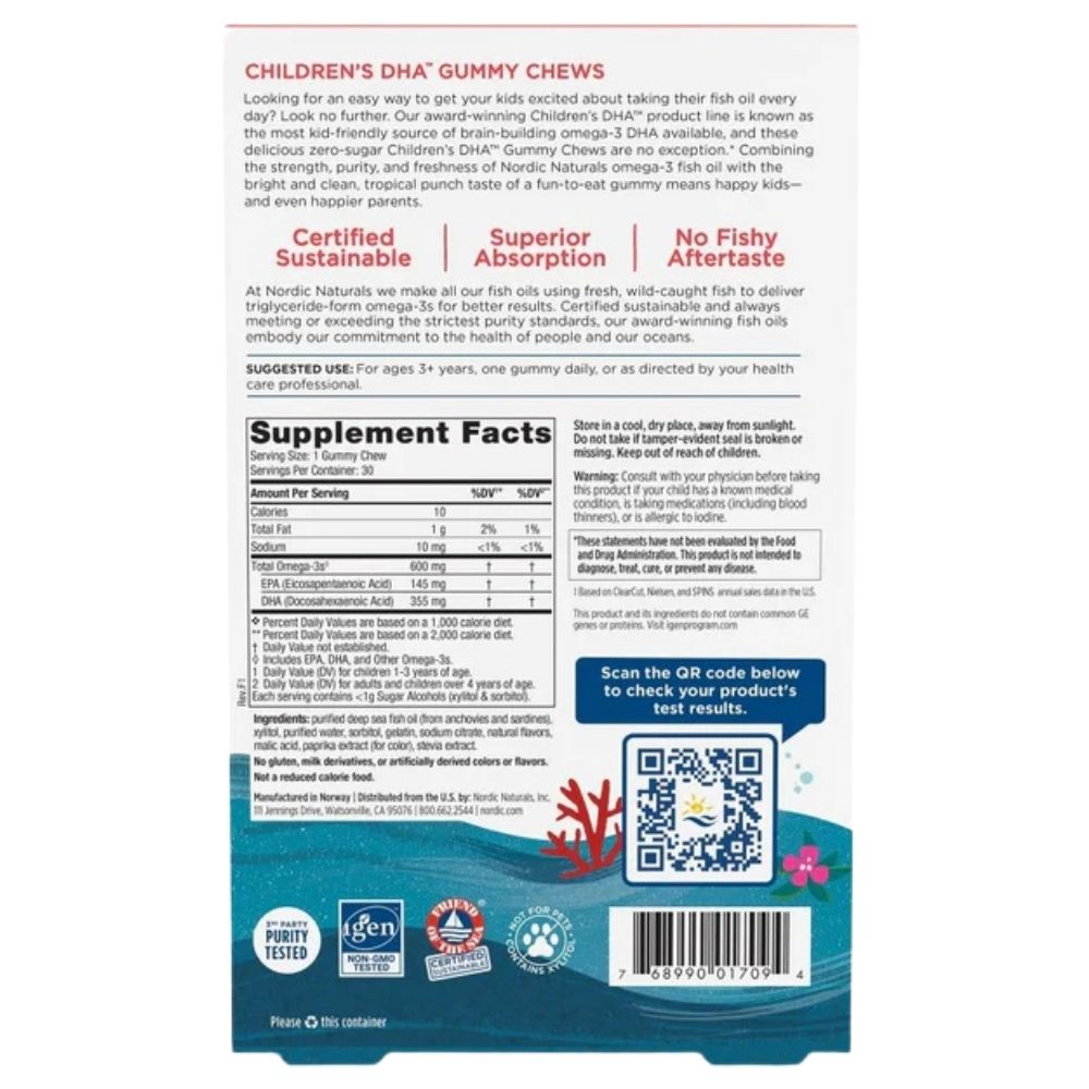 Nordic Naturals laste DHA, Oomega-3, troopilised kummikommid – 30 tk.